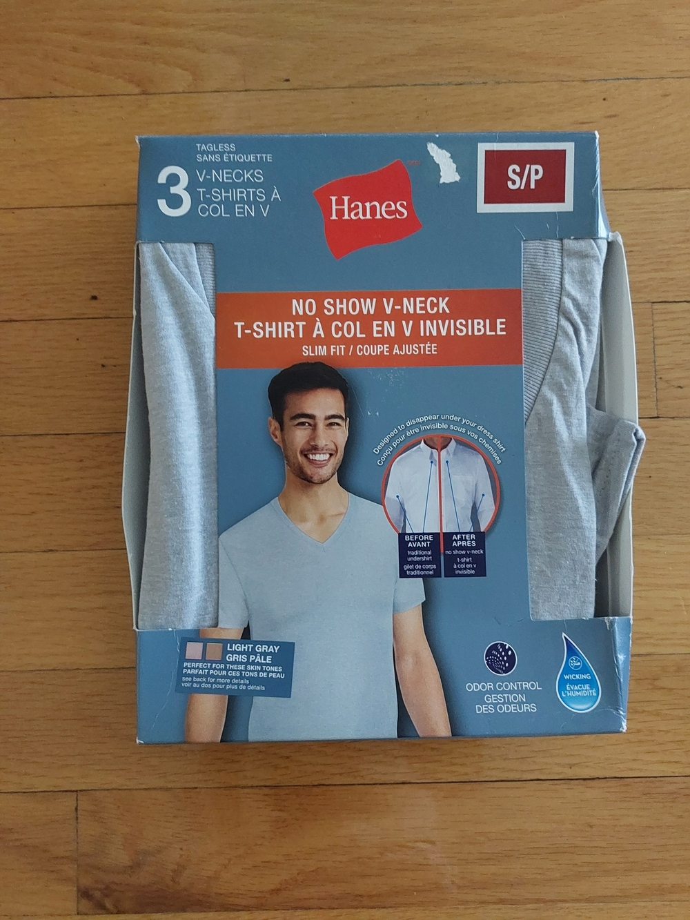 Hanes Men's No Show V-Neck T-Shirts - Light Gray (3-Pack)